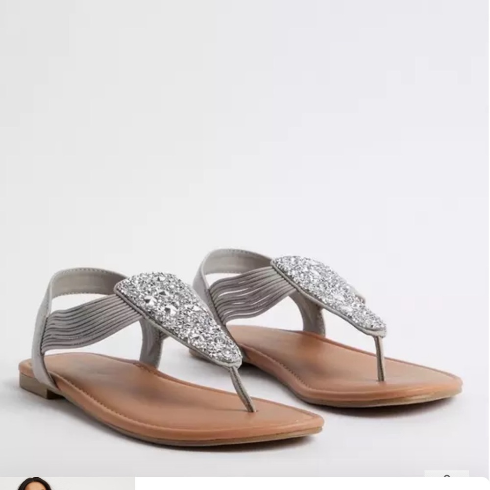 Torrid Rhinestone T-Strap Sandal in Nude NWT Size 10.5WW